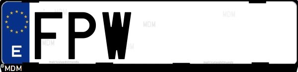 Matrícula española FPW, correspondiente al año 2007