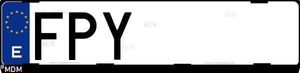 Matrícula española FPY, correspondiente al año 2007