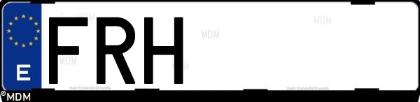 Matrícula española FRH, correspondiente al año 2007