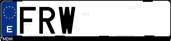 Matrícula española FRW, correspondiente al año 2007