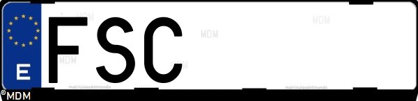 Matrícula española FSC, correspondiente al año 2007