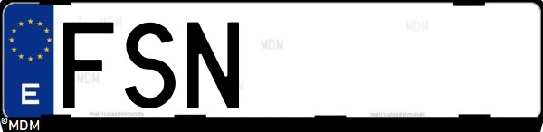 Matrícula española FSN, correspondiente al año 2007