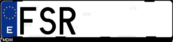 Matrícula española FSR, correspondiente al año 2007