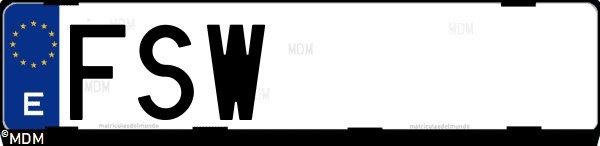 Matrícula española FSW, correspondiente al año 2007