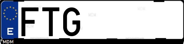 Matrícula española FTG, correspondiente al año 2007