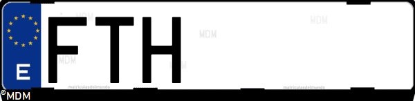 Matrícula española FTH, correspondiente al año 2007