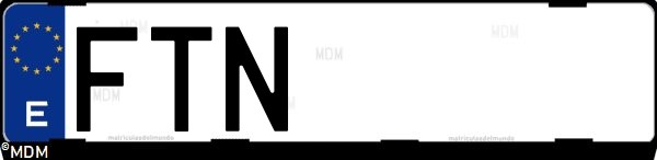 Matrícula española FTN, correspondiente al año 2007