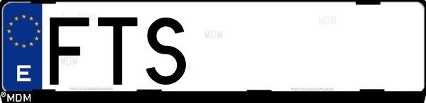 Matrícula española FTS, correspondiente al año 2007