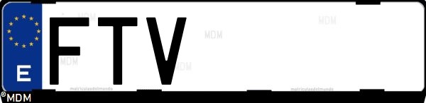 Matrícula española FTV, correspondiente al año 2007