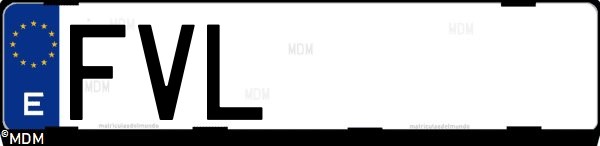 Matrícula española FVL, correspondiente al año 2007