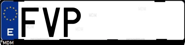 Matrícula española FVP, correspondiente al año 2007
