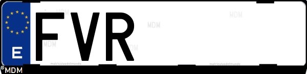 Matrícula española FVR, correspondiente al año 2007