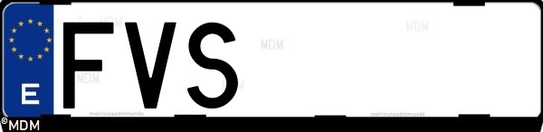 Matrícula española FVS, correspondiente al año 2007