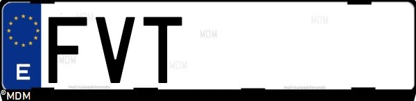 Matrícula española FVT, correspondiente al año 2007