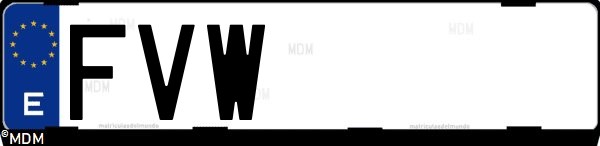 Matrícula española FVW, correspondiente al año 2007