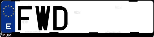 Matrícula española FWD, correspondiente al año 2007