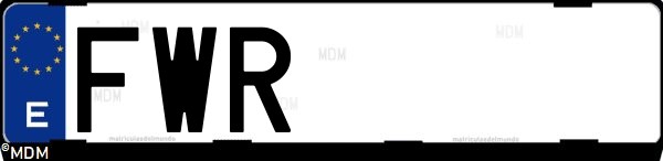 Matrícula española FWR, correspondiente al año 2007
