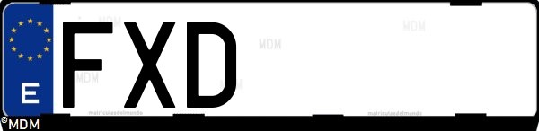 Matrícula española FXD, correspondiente al año 2007