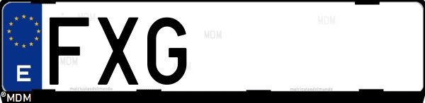 Matrícula española FXG, correspondiente al año 2007