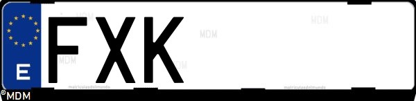 Matrícula española FXK, correspondiente al año 2007