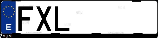 Matrícula española FXL, correspondiente al año 2007
