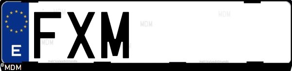 Matrícula española FXM, correspondiente al año 2007