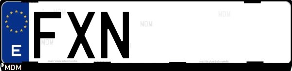 Matrícula española FXN, correspondiente al año 2007