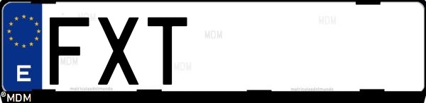 Matrícula española FXT, correspondiente al año 2007