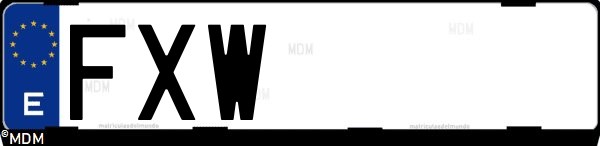 Matrícula española FXW, correspondiente al año 2007