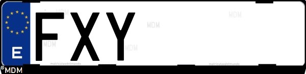 Matrícula española FXY, correspondiente al año 2007