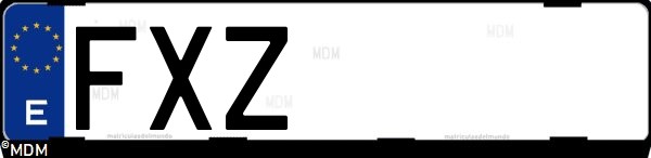 Matrícula española FXZ, correspondiente al año 2007
