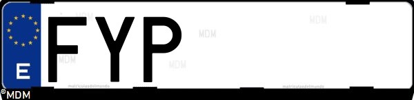 Matrícula española FYP, correspondiente al año 2007