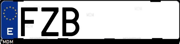Matrícula española FZB, correspondiente al año 2008