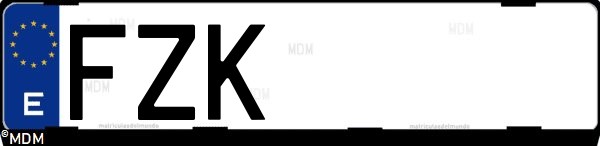 Matrícula española FZK, correspondiente al año 2008