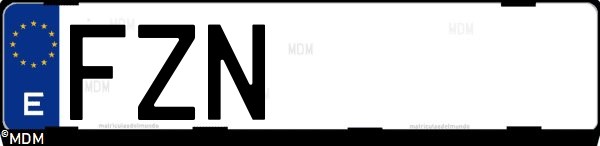 Matrícula española FZN, correspondiente al año 2008
