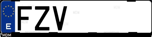 Matrícula española FZV, correspondiente al año 2008