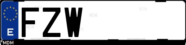 Matrícula española FZW, correspondiente al año 2008