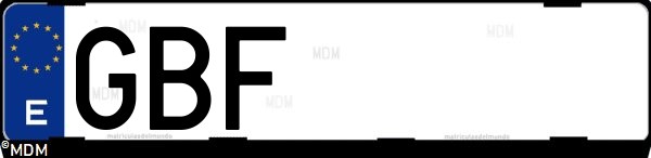Matrícula española GBF, correspondiente al año 2008