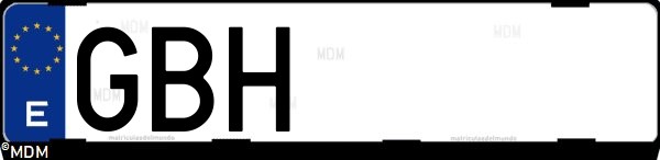 Matrícula española GBH, correspondiente al año 2008
