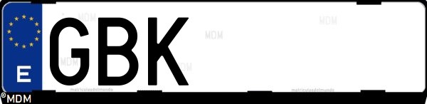 Matrícula española GBK, correspondiente al año 2008