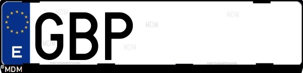 Matrícula española GBP, correspondiente al año 2008