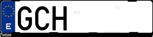 Matrícula española GCH, correspondiente al año 2008