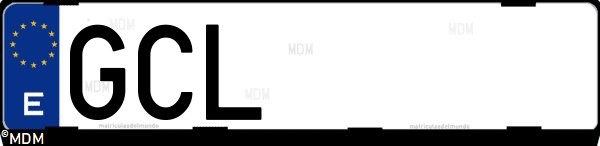 Matrícula española GCL, correspondiente al año 2008