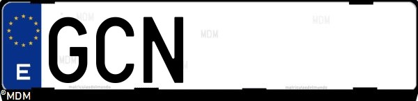 Matrícula española GCN, correspondiente al año 2008