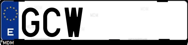 Matrícula española GCW, correspondiente al año 2008