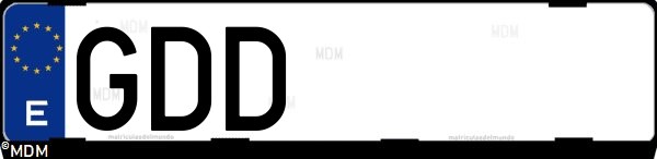 Matrícula española GDD, correspondiente al año 2008