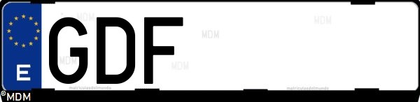 Matrícula española GDF, correspondiente al año 2008
