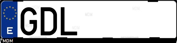 Matrícula española GDL, correspondiente al año 2008