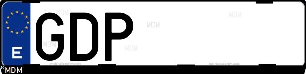 Matrícula española GDP, correspondiente al año 2008