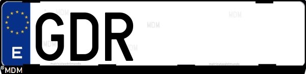 Matrícula española GDR, correspondiente al año 2008